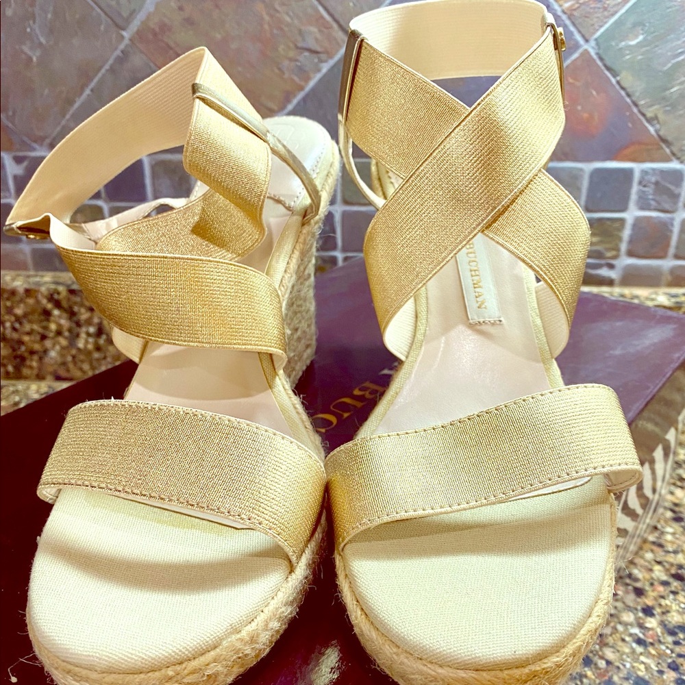Dana Buchman Gold Wedge Heel Sandals New in Box